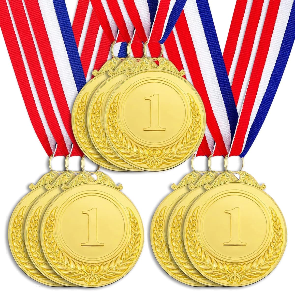9 Piezas Ganador Medallas de Metal, Medallas de Oro Medallas de Plata Medallas de Bronce con Cintas para Niños Fiestas Decoraciones y Premios Deportivos Día del Deporte Escolar 5.0cm