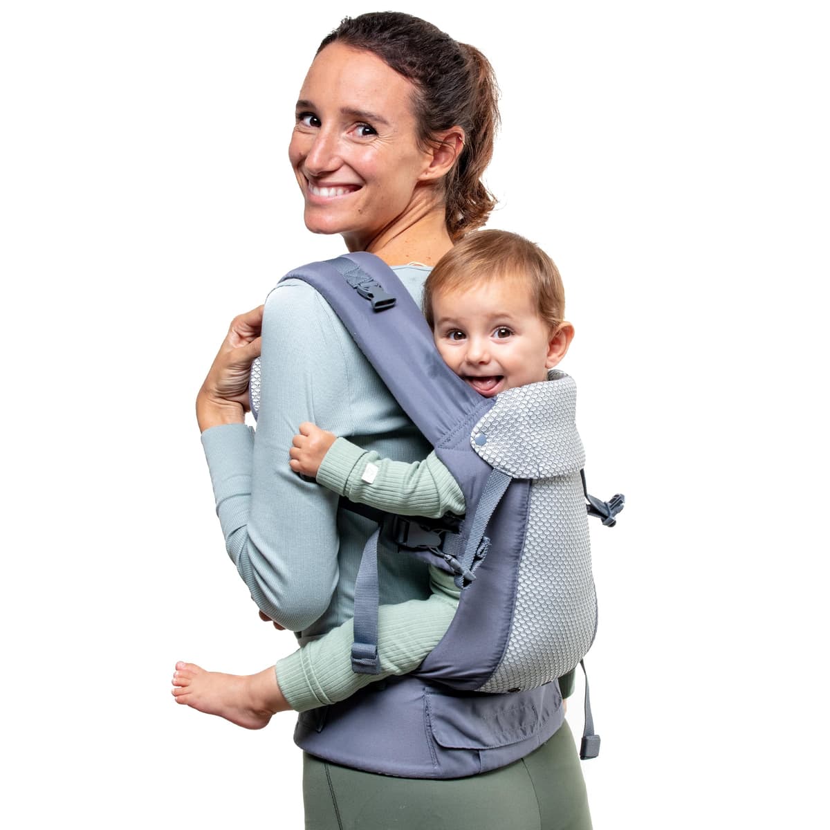 Beco Gemini Mochila Portabebés Ergonómica de 3,2 a 15,8 kg (7–35 lbs) - Posición en M, Asiento Ajustable - Mochila de Porteo para Recién Nacidos y Niños PequeñosMalla 3D transpirable (Cool Dark Grey)