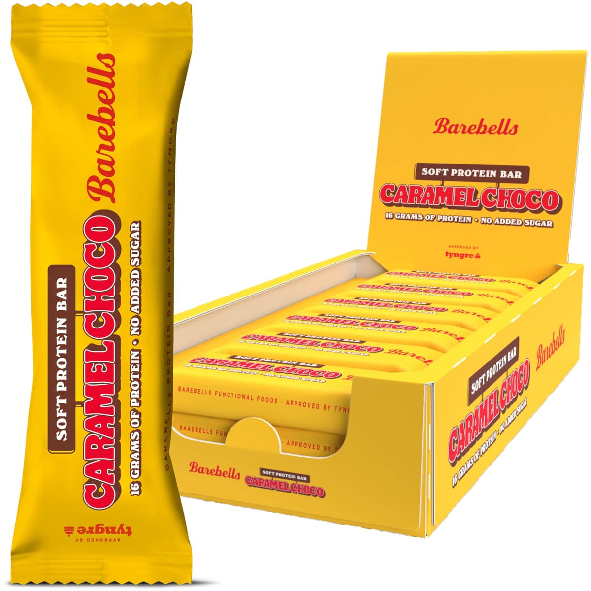 Barebells - Barritas Proteína - 16g Protein x Bar - Baja en azúcar y Calorías - Sin Aceite de Palma - Caramel Choco (12 Barritas x 55g)
