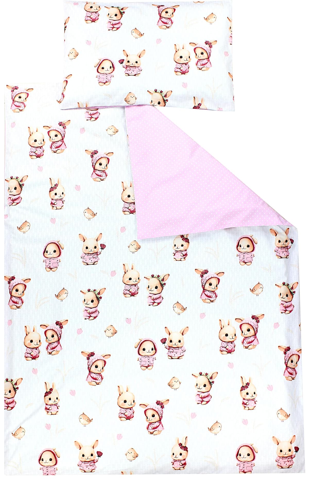 TupTam Juego de Ropa de Cama para Niños, de 2 Piezas., Conejo/Rosa/Lunares, 120x90 cm