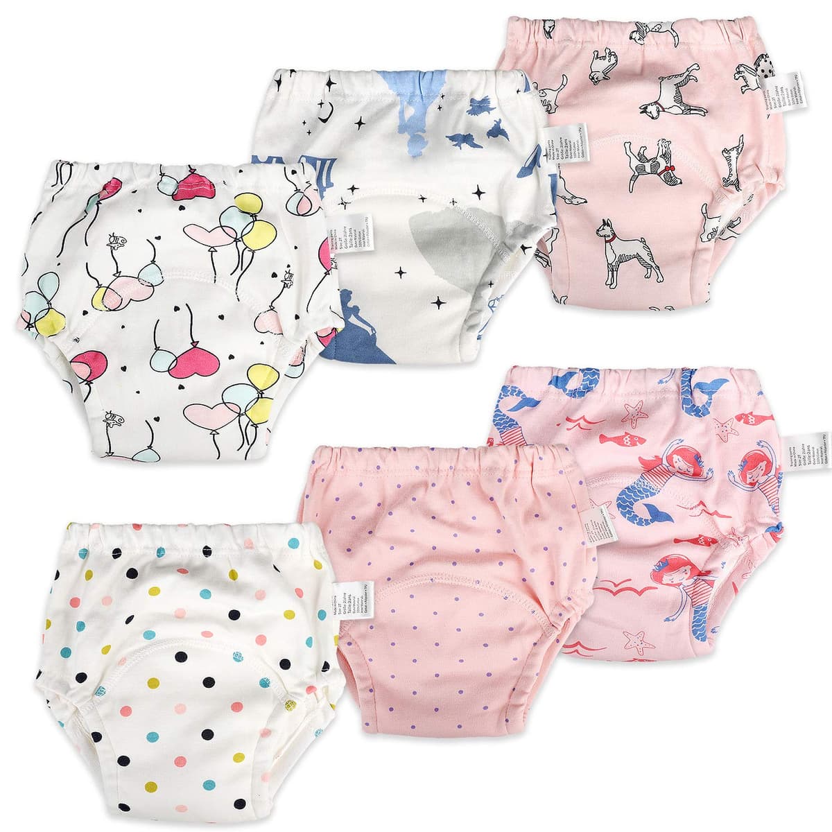 FLYISH DIRECT Baby Training Pants Potty Training Pants Toddler Potty Training Underwear for Toilet Training Underwear, 6 Packs, Age 2, Pink