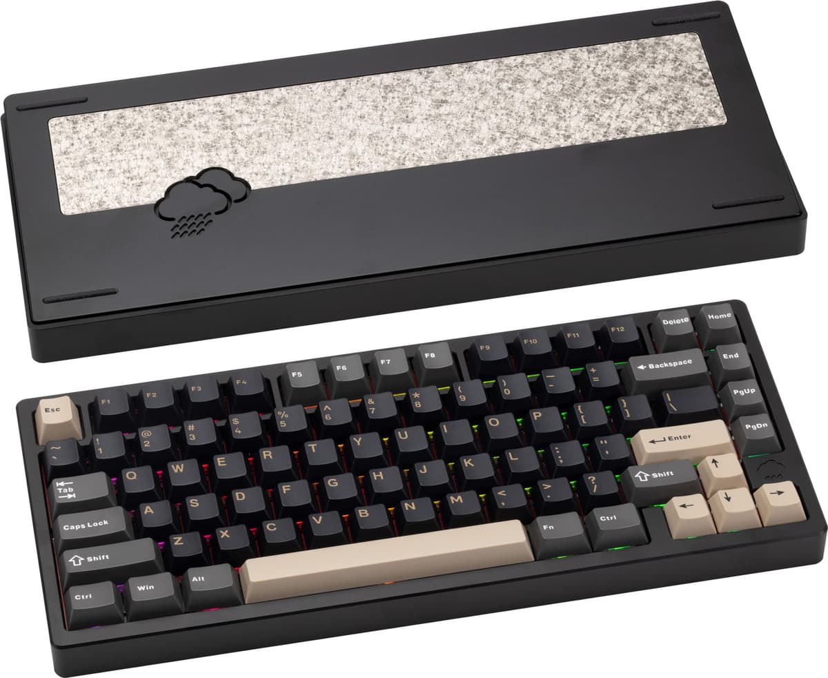 WOBKEY Rainy 75 Aluminum Cocoa Switch Mechanical Keyboard with Superior Acoustics, Wired, BT, 2.4G wireless Connectivity (Pro - Black)