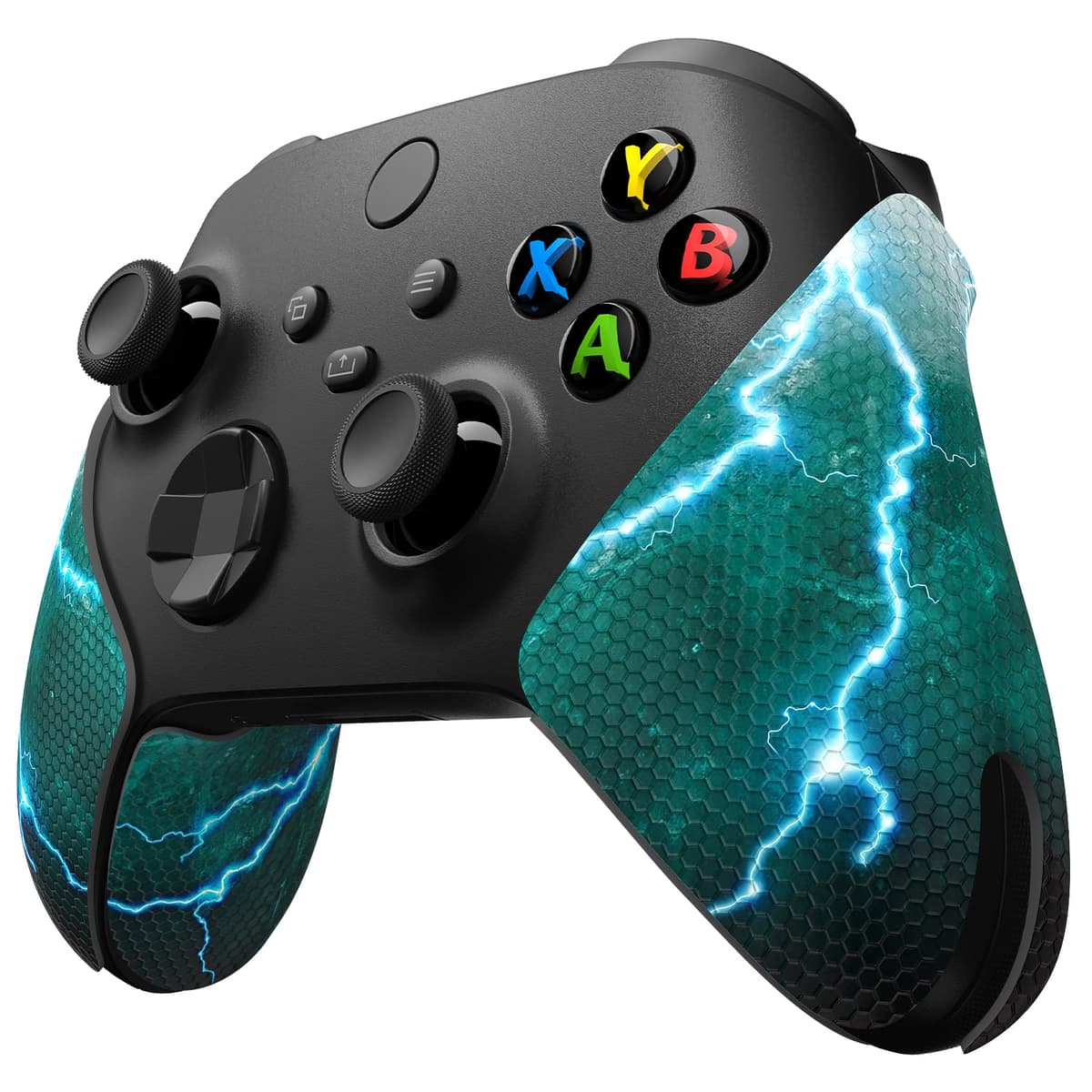 eXtremeRate PlayVital Soft Rubber Grip for Xbox Series X/S Controller - Anti-Slip Sweat-Absorbent Handle Pads, Non-Slip Textured Cover (Green Storm Thunder)