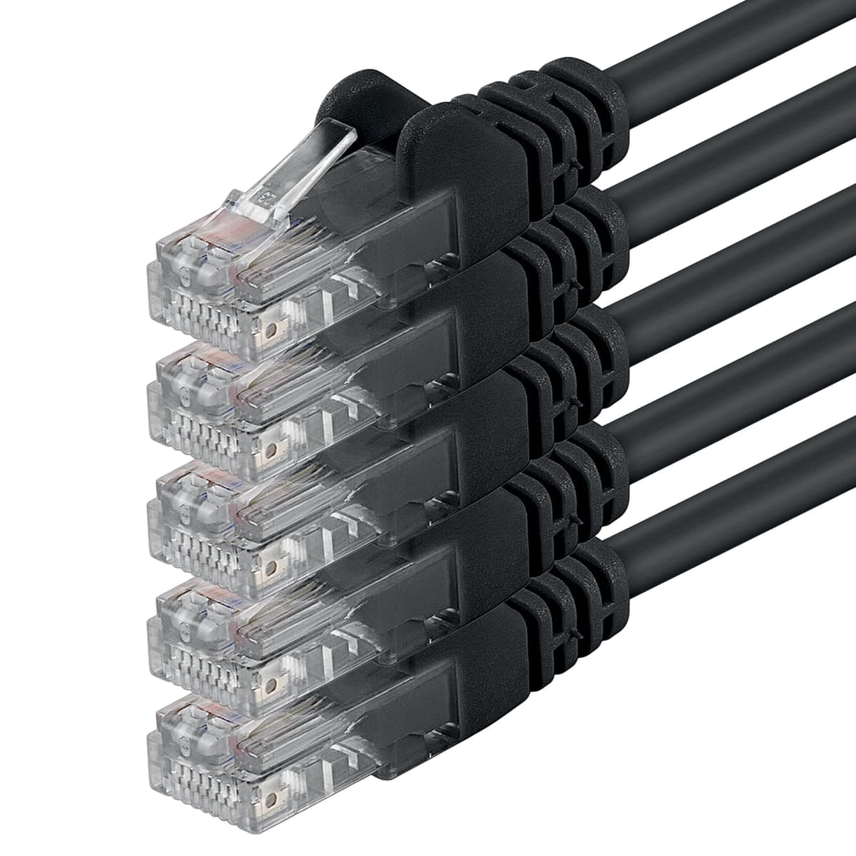 1m - negro - 5 piezas - Cable de red Ethernet con conectores RJ45 CAT6 CAT 6 Cat.6 1000 Mbit/s