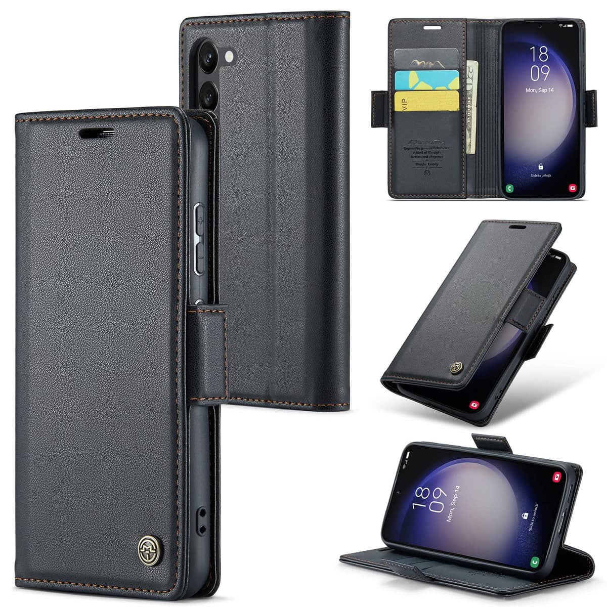 Case for Samsung Galaxy S23 Wallet Case, RFID Blocking PU Leather Flip Folio Cover Card Holder Kickstand Shockproof Phone Case Compatible with Samsung Galaxy S23, Black