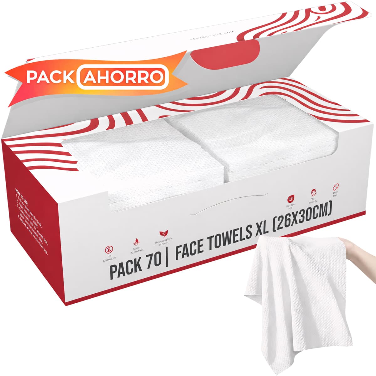 Pack x70 Toallas Desechables Faciales – 100% Origen Natural, Toallas Faciales Desechables, Toallitas Desmaquillantes, Toallitas Faciales Desechables, Toallas Limpias, Anti-Acné, Face Towels XL 26x30cm