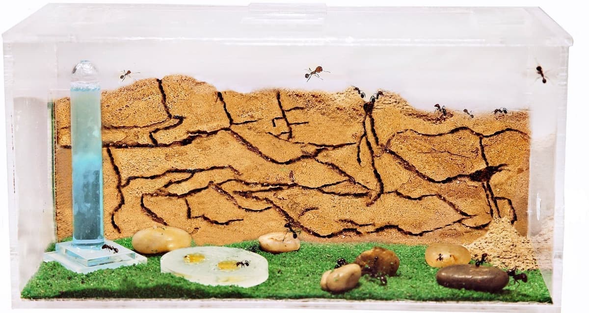 AntHouse.es - Hormiguero Natural de Arena | Kit Inicio Acrílico 20x10x10 cm | Granja de Hormigas | Colonia de Hormigas Incluida