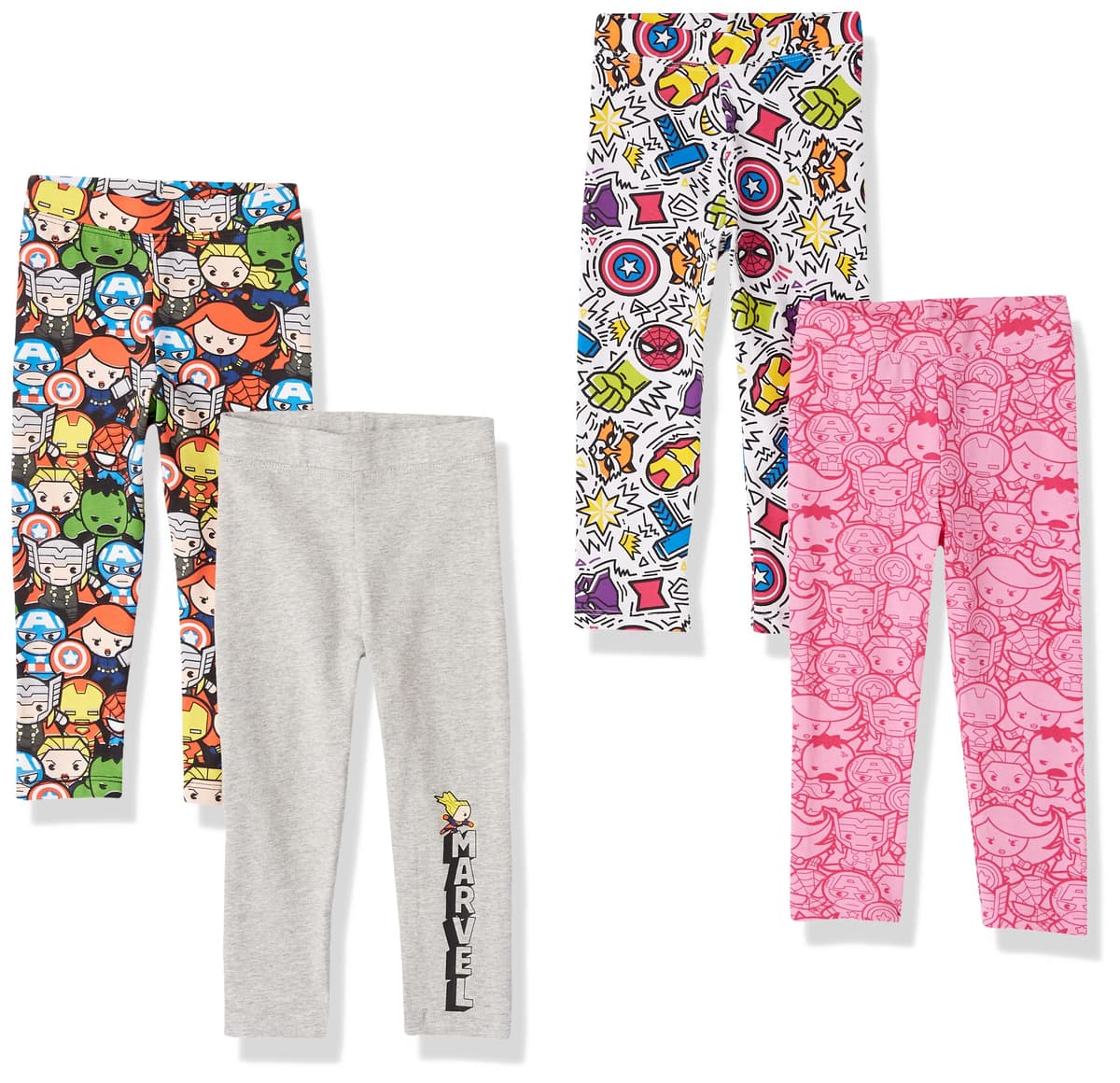 Amazon Essentials Disney | Marvel | Star Wars | Frozen | Princess Girls and Toddlers' Leggings, Multipacks