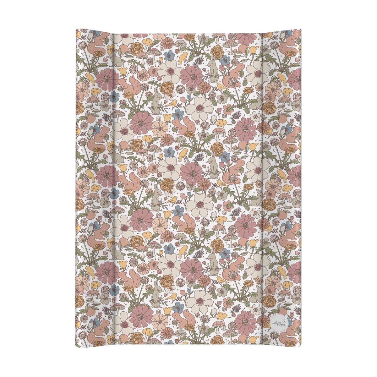 Ceba Baby® Cambiador Bebe para Cuna - Cambiador Rígido para Bebés - 70x50 cm - 2 Cuñas - Almohadilla Cambiadora Lavable para Niñas y Niños - Certificado Öko-Tex - Giardino - 70x50 cm