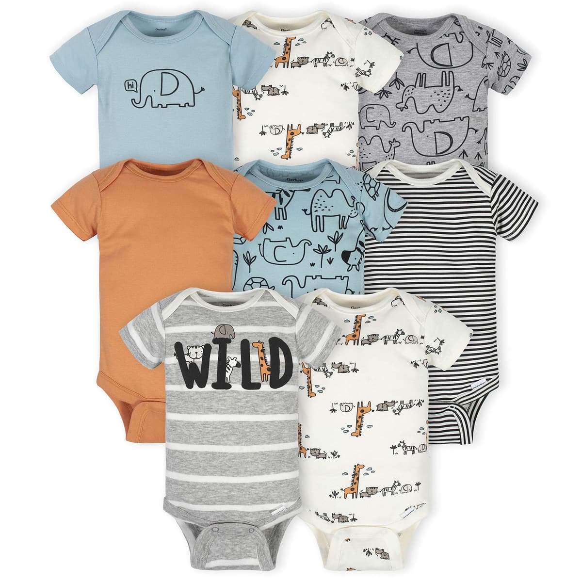 Gerber 8-pack Short Sleeve Onesies Bodysuits Juego de camiseta para bebés Unisex bebé (Pack de 8)