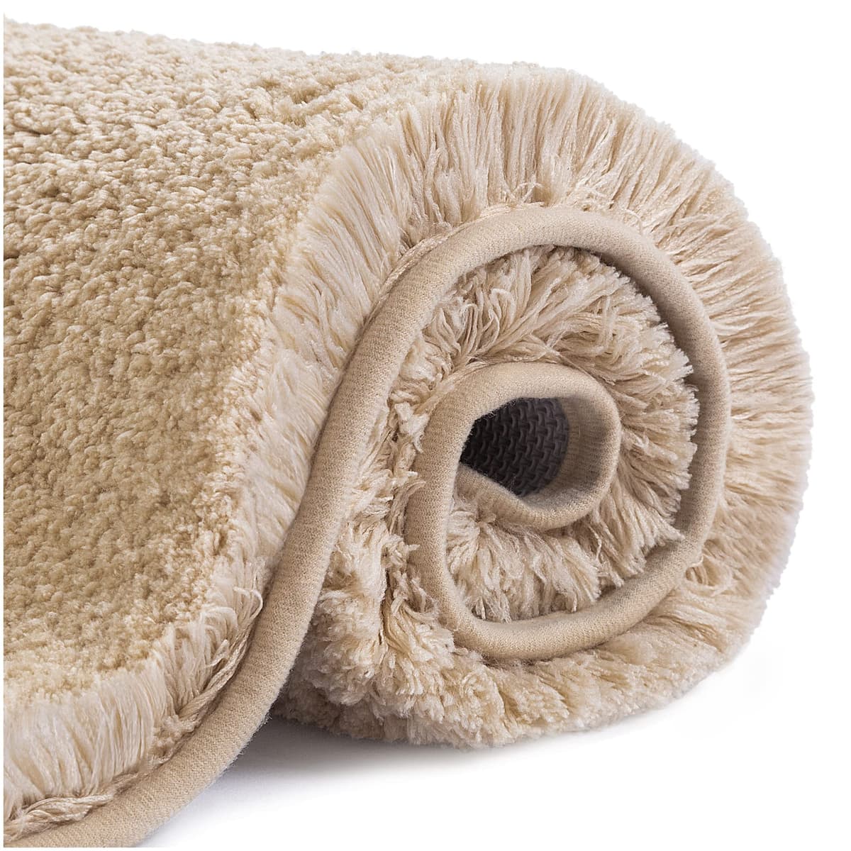 VANZAVANZU Non Slip Bath Mat Thickened Bath Rug for Bathroom Absorbent Ultra Soft Bathroom Mat Rug Fluffy Microfiber Bedside Carpet Floor Mat, Quick-drying, Machine Washable - 40 x 60cm (Beige)