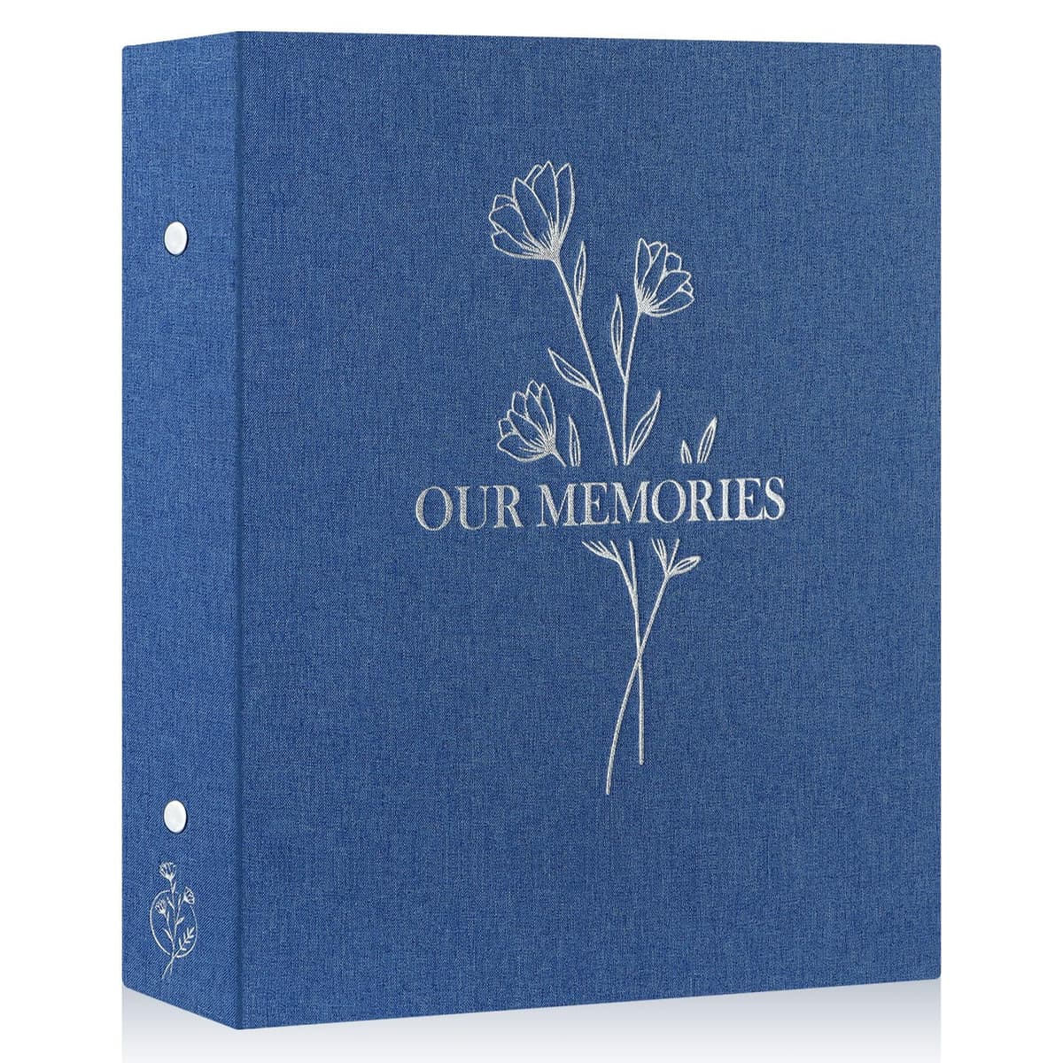 Lanpn Lino Album de Fotos 10x15 400, OUR MEMORIES Tapa Dura Album para Photos Bolsillos Verticales Azul
