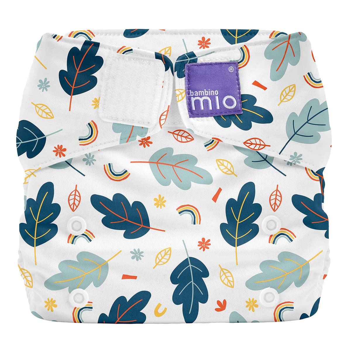 Bambino Mio, Miosolo Classic pañal reutilizable todo en uno - Hojitas, ecológico, libre de químicos, súper suave y ajustable talla única