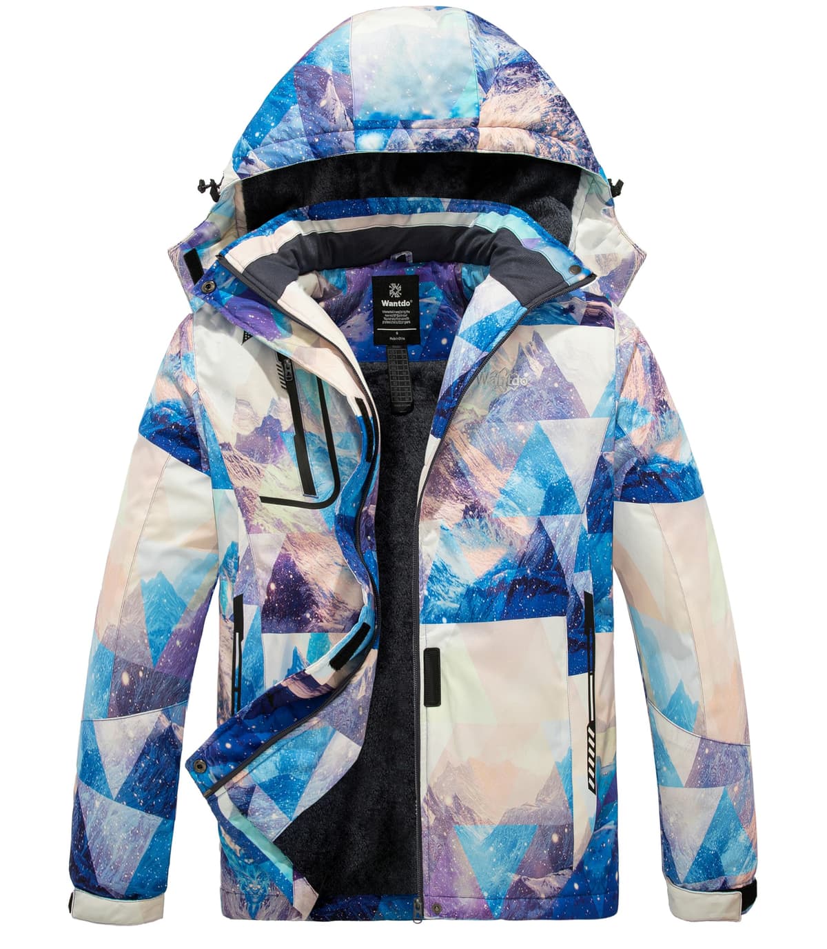 Wantdo Chaqueta de Esquí Cálida para Mujer con Forro Polar Chaqueta de Snowboard Impermeable con Capucha Abrigo de Montaña Impermeable Antiviento Mujer