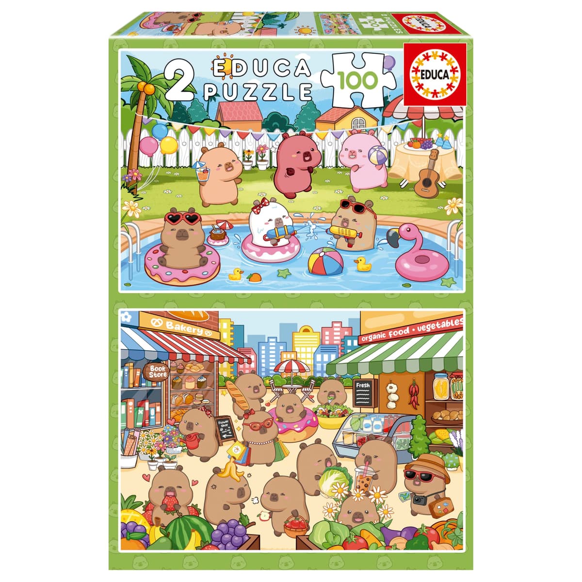 Educa - Capyfun | Set de 2 Puzzles Infantiles con 100 Piezas | Recomendados a Partir de 6 7 8 años (20484)