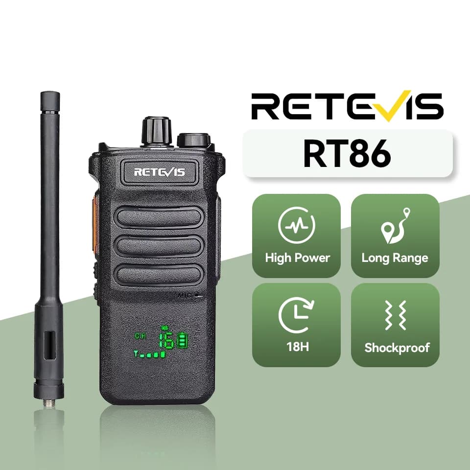 Retevis RT86 Walkie Talkie Professional Two Way Radio Long Range Walkie Talkie Communication Radio for Outdoor Business
