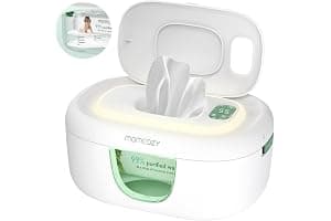 Momcozy Calentador de Toallitas para Bebé de Gran Capacidad, Calentador Toallitas Humedas Bebe con Luz Nocturna y Diseño Innovador con Resorte, Calentamiento Rápido & Uniforme, 4 Modos de Temperatura