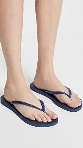 Havaianas Women's Slim Flip Flops Sandals - Navy Blue, 7/8