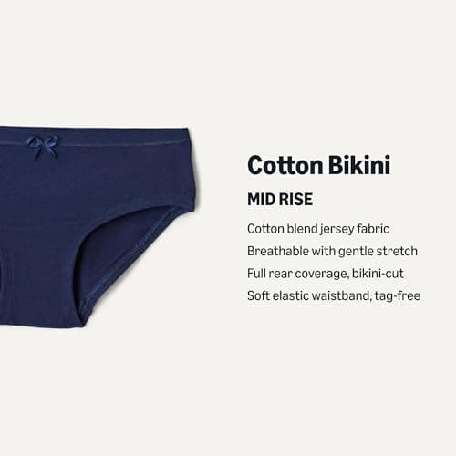 Amazon Essentials Girls' Cotton Jersey Bikini Underwear, Pack of 10, Neutrals, 6