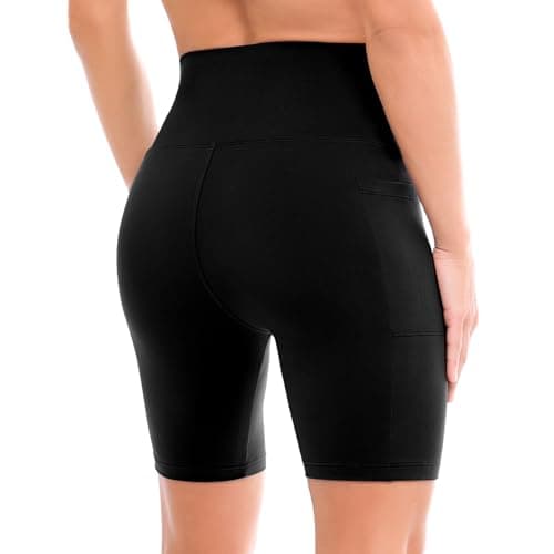 Ipletix Biker Shorts with Pockets for Women - 6'' High Waisted Womens Yoga Gym Athletic Running Workout Shorts White XXL
