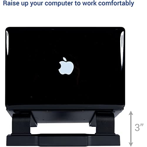 DAC Non-Skid Laptop 4-Port USB 3.0 Hub Notebook Stand, 3"x9.8"x12.1", Black
