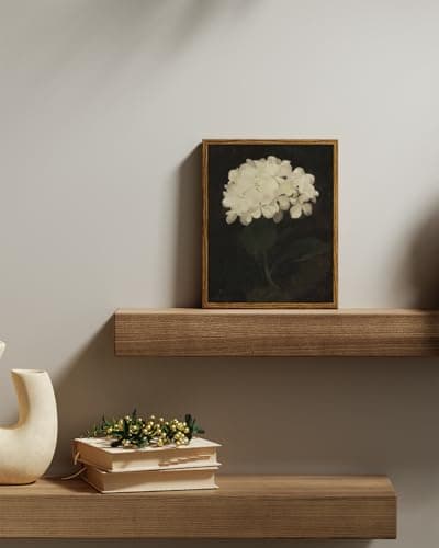 InSimSea Framed Wall Art Decoration Canvas Wall Art Room Decor, White Hydrangea Oil Painting Canvas Prints, Bedroom Bathroom Wall Art Kitchen Office Wall Decor 8x10 Inch
