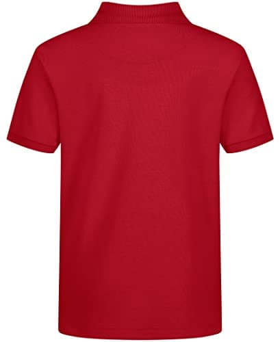 Nautica Boys' School Uniform Short Sleeve Pique Polo, Red, Large(6)