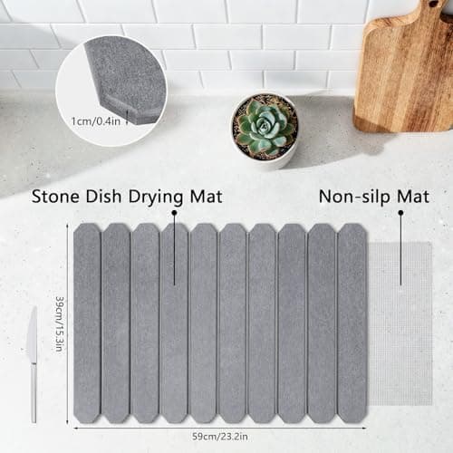 Ceecysaa Stone Bath Mat,Non-Slip Foldable Stone Drying Mat,59×39 cm