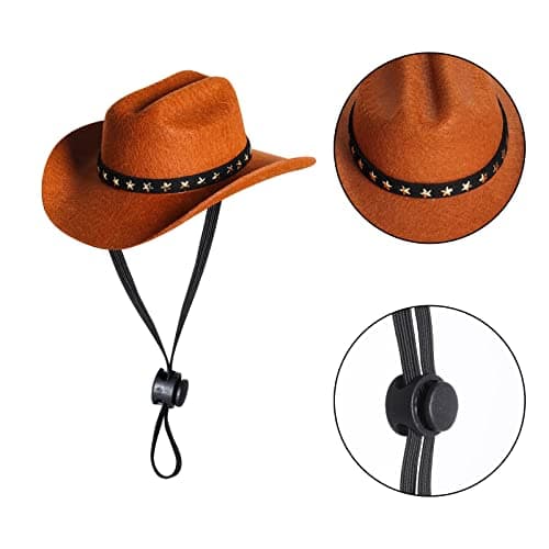 choyaxo Pet Cowboy Costume Cosplay Cap Halloween Costumes for Dogs Cat Pet Party Decoration Mini Cowboy Hat (Brown, Medium)