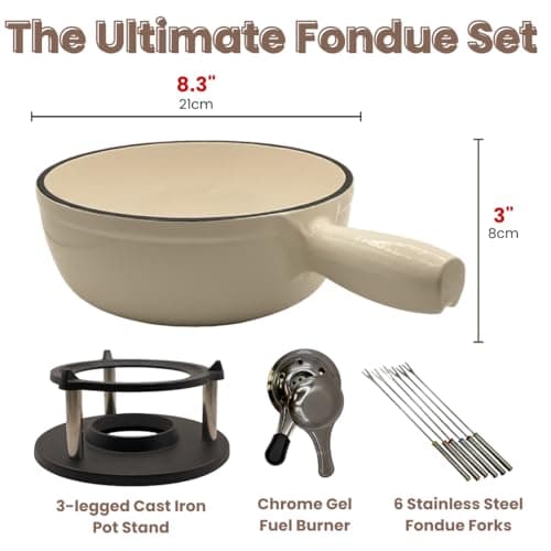Cast Iron 9-pcs 2L Fondue Set With Accessories Fondue Kit Swiss Fondue Cheese Meat Oil Fondue Pot Fondue Pot set, Cheese Fondue Set, Chocolate Fondue Pot, Cheese Melting Pot, Fondue Pot Non Electric
