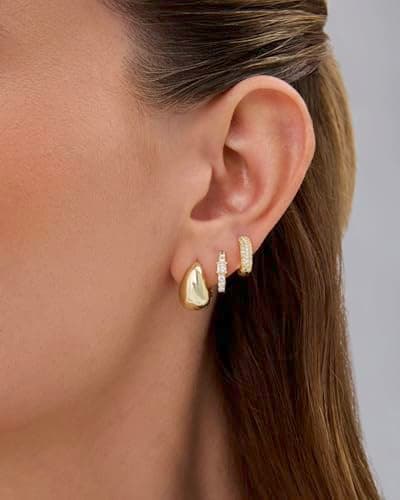 Gold Plated 925 Sterling Silver Posts Three Pairs