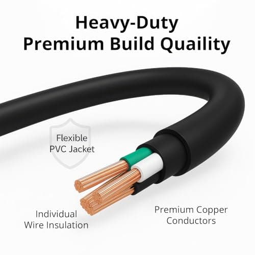 Kado 3 Prong AC Power Cable 1.5m, 5 Feet 125 Volts 10 Amps Power Cord