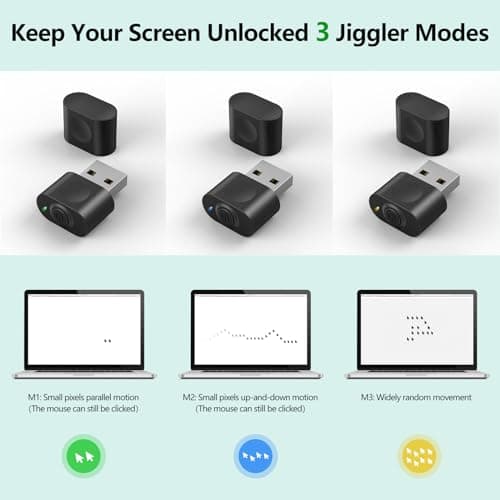 HOTLIFE Undetectable Mouse Jiggler, USB Mover Device Keeps PC Awake, Driver-Free Wiggler Auto Shaker with 3 Mode Switch Button to Keep Laptop Computer Screen Active, Black