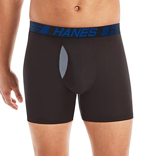 Hanes Mens X-temp Total Support Pouch Underwear, Anti-chafing, Moisture-wicking Multi-pack Boxer Briefs, Regular Leg - Marled, Large US