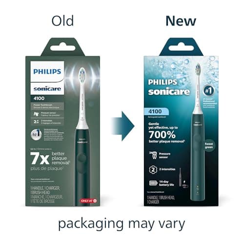 Philips Sonicare 4100 Rechargeable Electric Toothbrush, Forest Green, HX3681/28