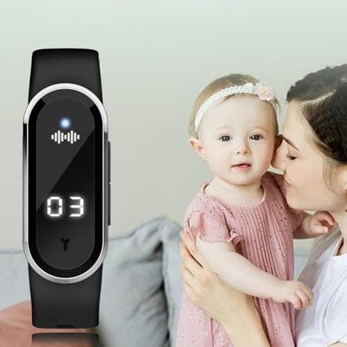 Buzz Defense Bracelet, Rechargeable Waterproof Adjustable Wristband with 3 Adjustable Modes, Digital Light Display for Outdoor Travel & Night Rest, Silent Long-Lasting Protection (Black)