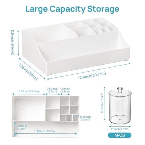 Vtopmart 5 PCS Bathroom Countertop Organizer Sets, White