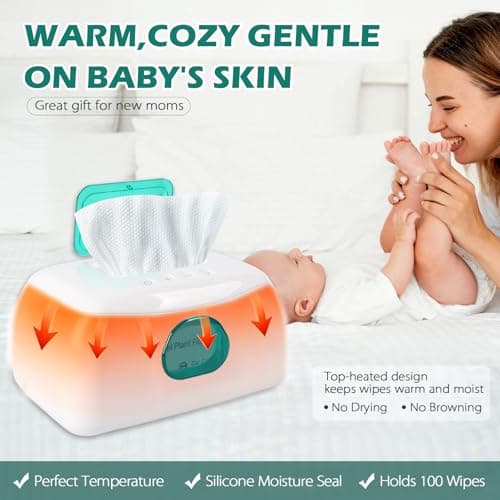Baby Wipe Warmer with 16-Level Precision Heating, Portable USB-Powered Wet Wipe Warmer, Auto-Lift Spring Wet Wipes Dispenser, Gentle 45Β°-60Β° Diaper Wipes Warmer for Diaper Changes, Home & Travel Use