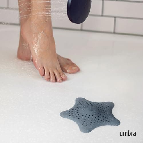 Umbra Starfish Hair Catcher, Fun Drain Cover Fits Most Standard Tub and Shower Drains, 6" Diameter, Slate Blue