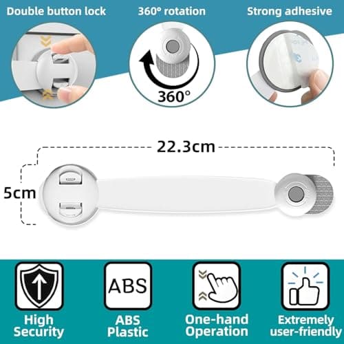 Safety Cabinet Locks,Safety Cupboard Latches for Dishwasher, Fridge, Door, Trash Can, Oven, Toilet Seat, no Tools Need or Drill (6 PCS)