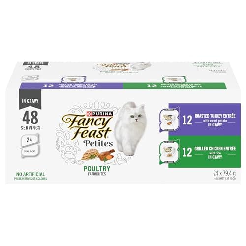 Fancy Feast Petites Wet Cat Food, Poultry Favourites 24C Variety Pack - 79.4 g x 24 Tub (1 Pack)