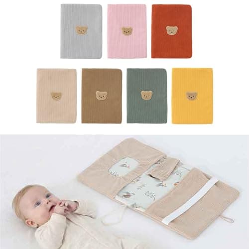 Lightweight Corduroy Organizers with Multiple Pockets for Diapers Wipe, Portable Travel Bag Machine Washable Stylish Accessory Bag