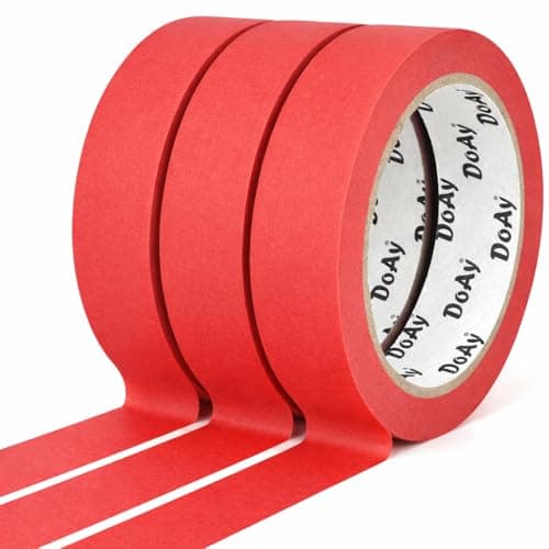 DOAY 3 Pack Red Painters Tape - Masking Tape 1 Inch Wide - Multi-Surface, Smart Adhesion, Indoor & Outdoor - 270FT Total - Paint Tape for DIY, Labeling, Art, Car, General Purpose (#3910)