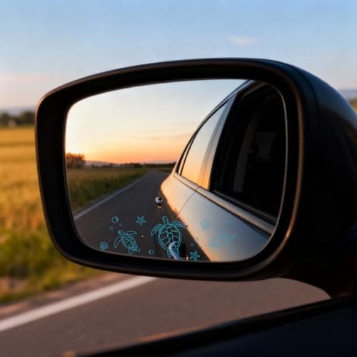 Sea Turtle Gifts for Turtle Lovers 2 Pcs Vinyl Decals Blue Car Accessories Cute Rear View Car Decals and Stickers Rearview Mirror Cars Mirror Sticker Fathers Day Mothers Gifts Birthday Gift Christmas
