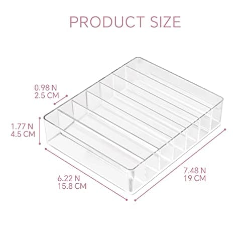 WECHENG Clear Plastic Acrylic Makeup Organizer for Makeup Palette Organizer, 7 Slots Cosmetic Organizer for Vanity Countertop & Drawer, Holder for Eyeshadow Palettes, Blushes, Lipstick