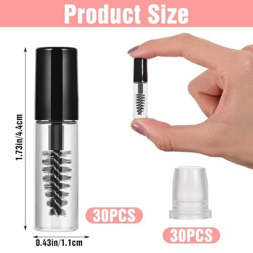 30Pcs Empty Mascara Tubes with Wand, 3ml Mascara Tubes Empty for Castor Oil, Mini Eyelash Cream Bottle with Brush Inserts, Small Sample Size Eyelash Growth packing Tube Container for Home Travel