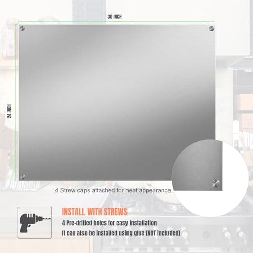 2-Pack 24" By 30" Stainless Steel Stove Backsplash, Reversible Ultra Flat Splatter Guard Range Hood Backsplash, Easy Clean Wall Shield Metal Panel