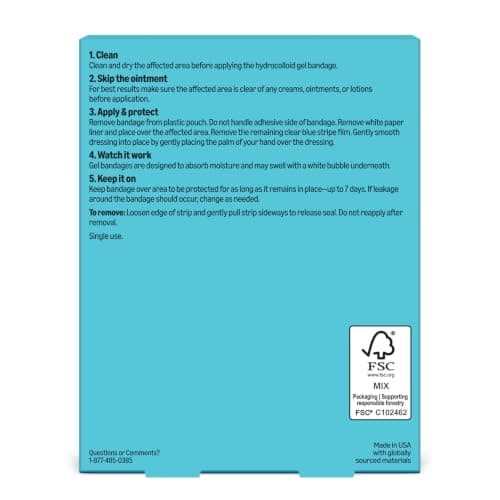 Amazon Basics Hydrocolloid Gel Bandages, Large Wound Dressing 4 Count