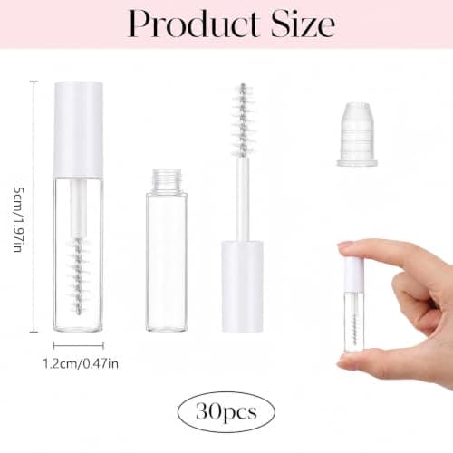 Hpmjz 30PCS Empty Eyelash Cream Container 3ml Mini Mascara Tube with Brush