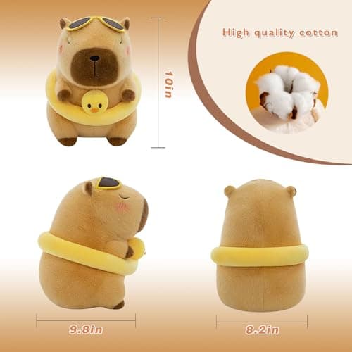 Pazoiaa Cute Capybara Plush, 10 Inch Capybara Stuffed Animal Kawaii Soft Capybara Doll Pillow Gifts for Boys Girls